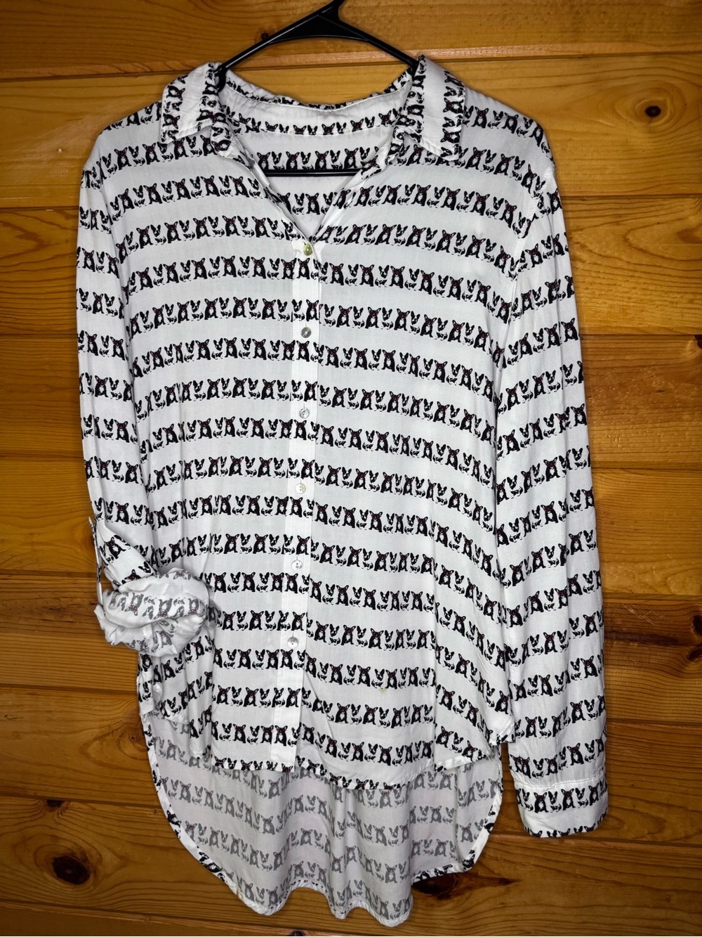 FRENCHIES!!!Jane and Delancey White Blouse with Black Print